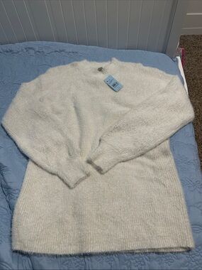 LOFT Cream Sparkle Crewneck Sweater